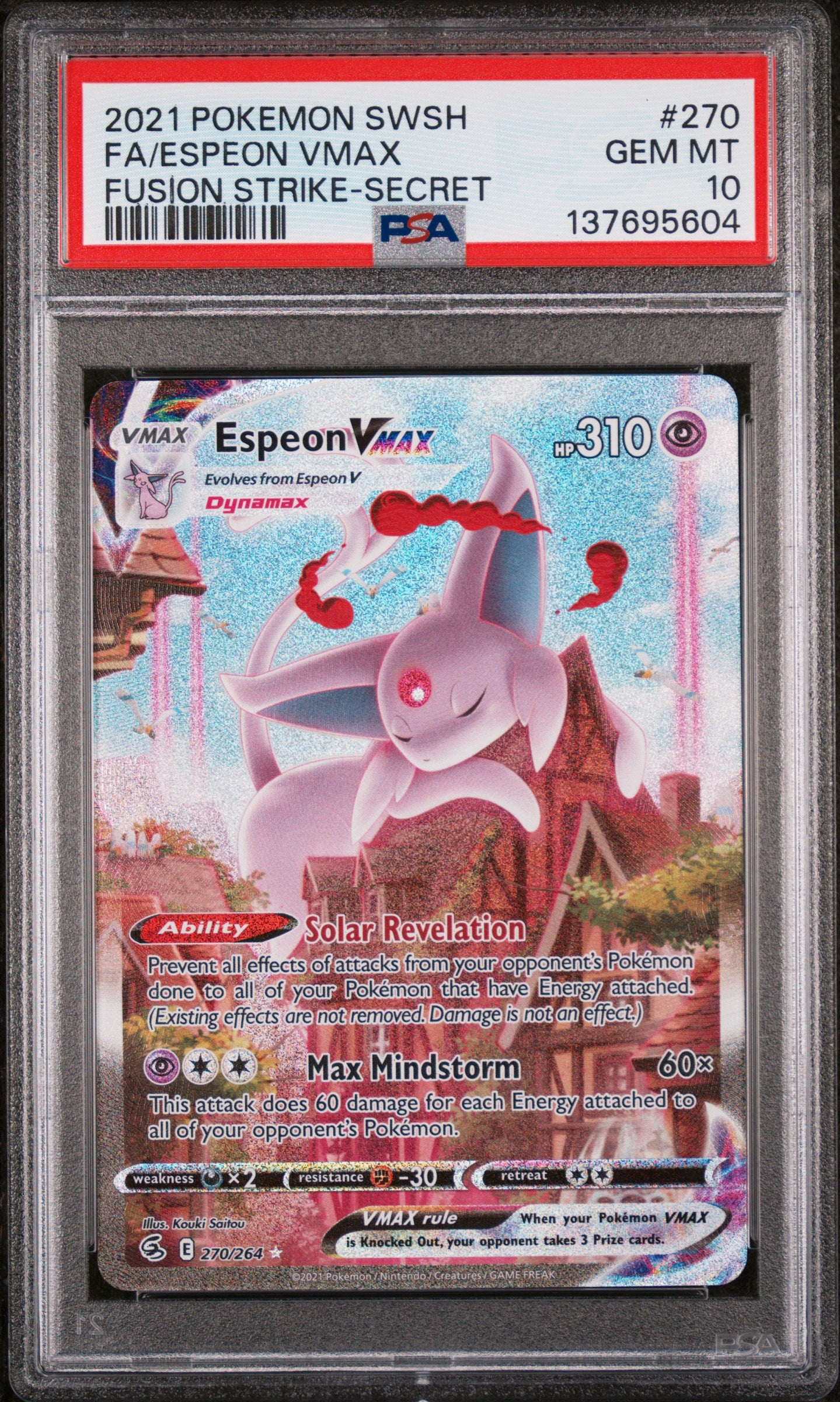 PSA 10 2021 POKEMON SWORD & SHIELD FUSION STRIKE #270 FA/ESPEON VMAX FUSION STRIKE-SECRET