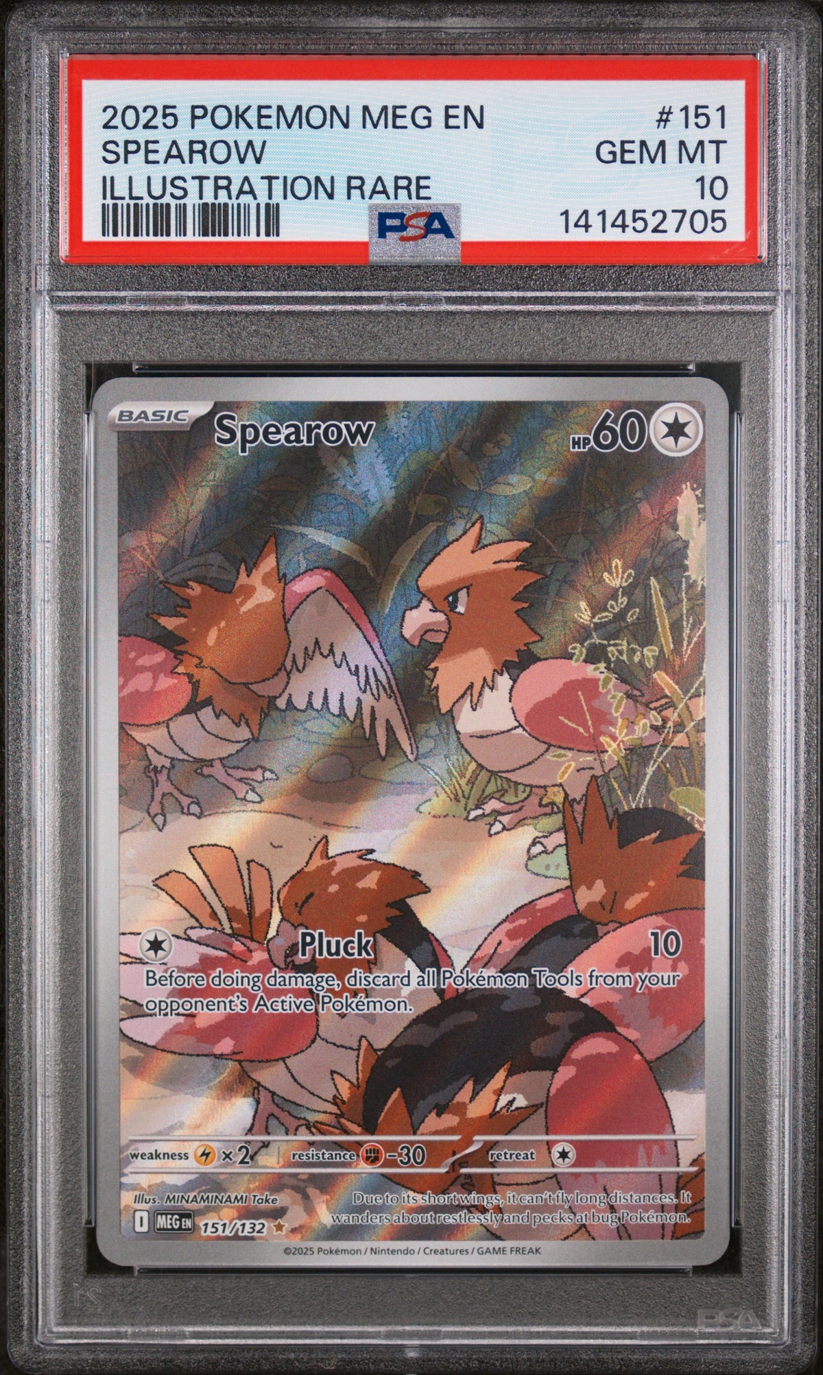 Nintendo Meg Card 2025 POKEMON MEG EN-MEGA EVOLUTION #151 SPEAROW ILLUSTRATION RARE ...