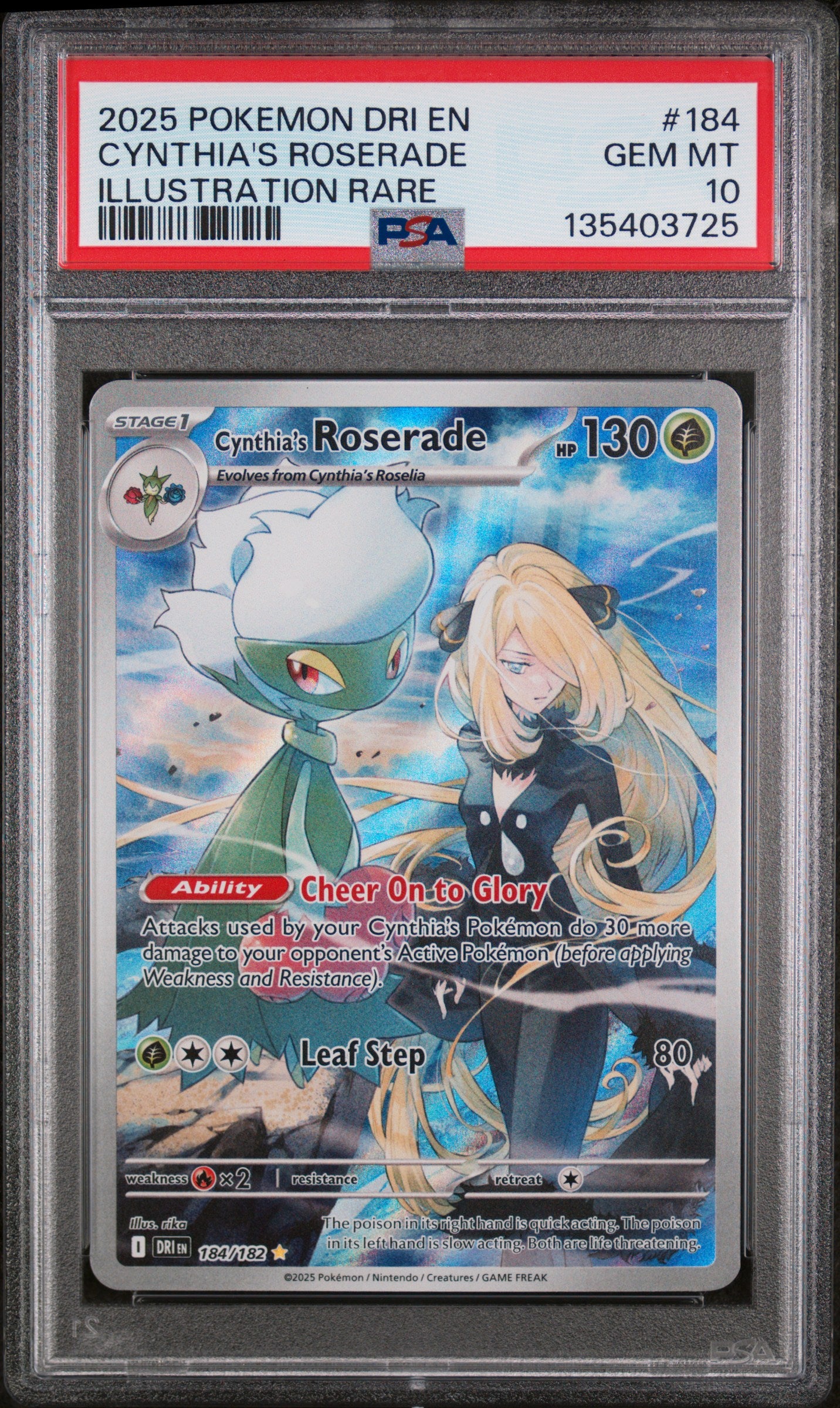 2025 POKEMON DRI EN-DESTINED RIVALS #184 CYNTHIA'S ROSERADE ILLUSTRATION RARE