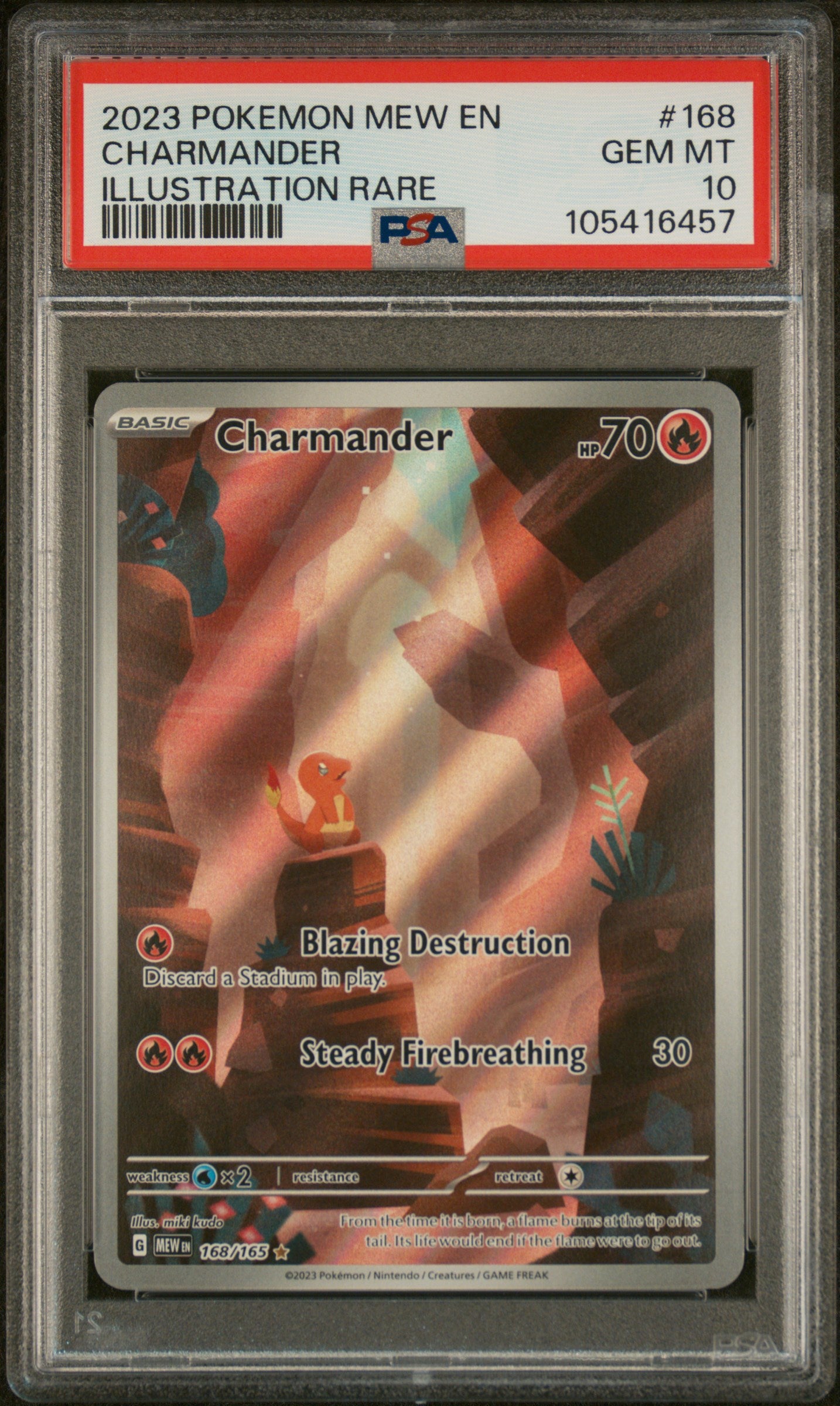 PSA 10 2023 POKEMON MEW EN-151 #168 CHARMANDER ILLUSTRATION RARE