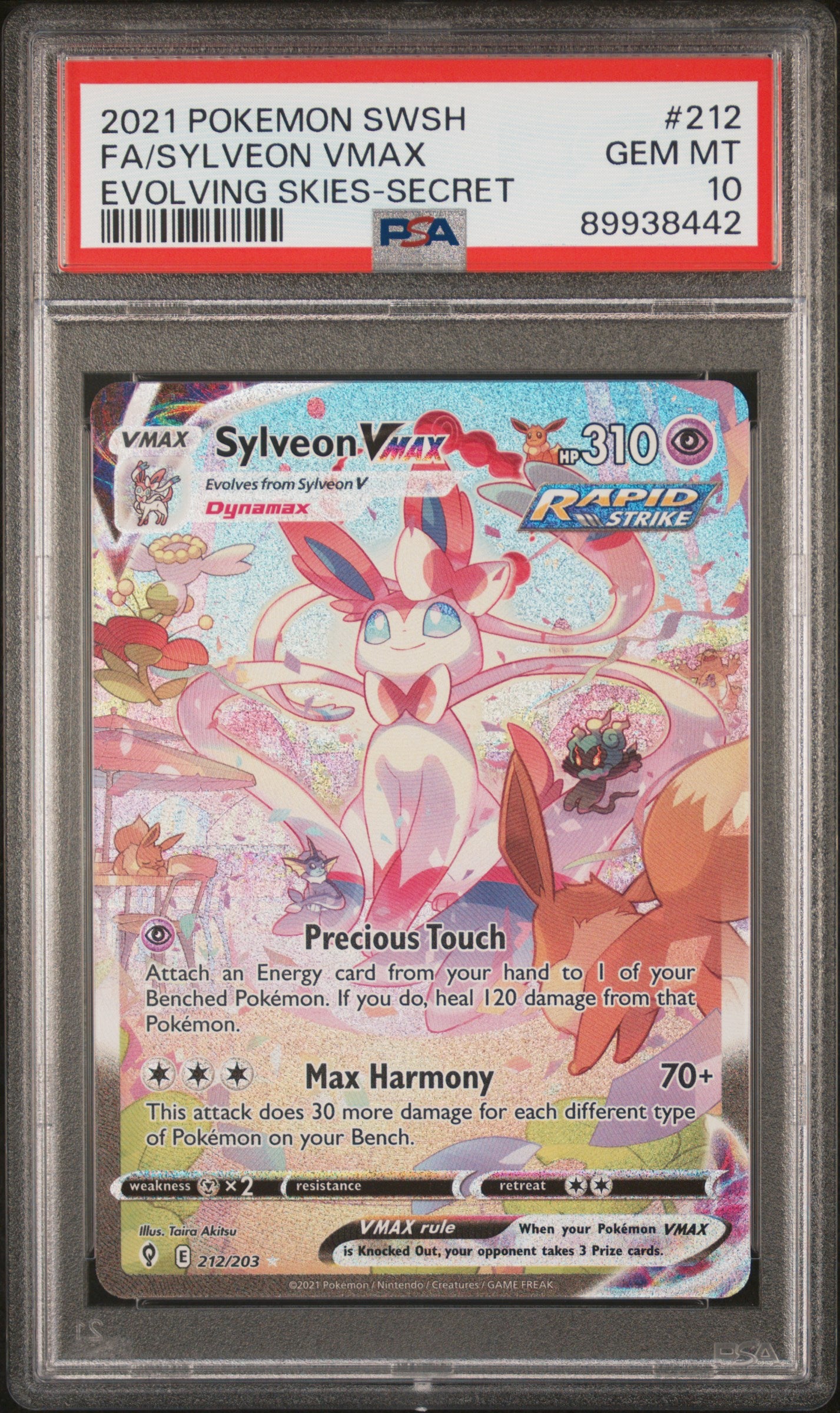 PSA 10 2021 POKEMON SWORD & SHIELD EVOLVING SKIES #212 FA/SYLVEON VMAX EVOLVING SKIES-SECRET
