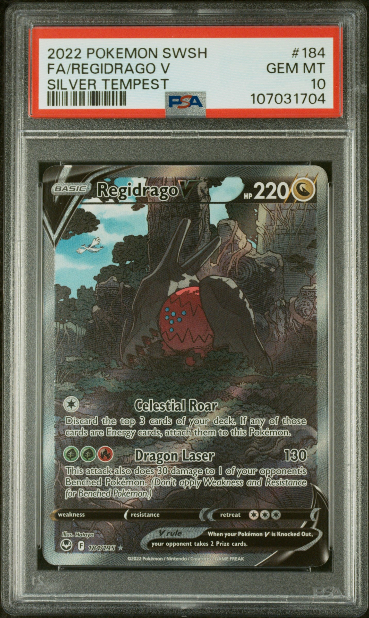 Regidrago V 2022 Pokemon Silver Tempest Ultra Rare #184 PSA Authenticated 10 Card