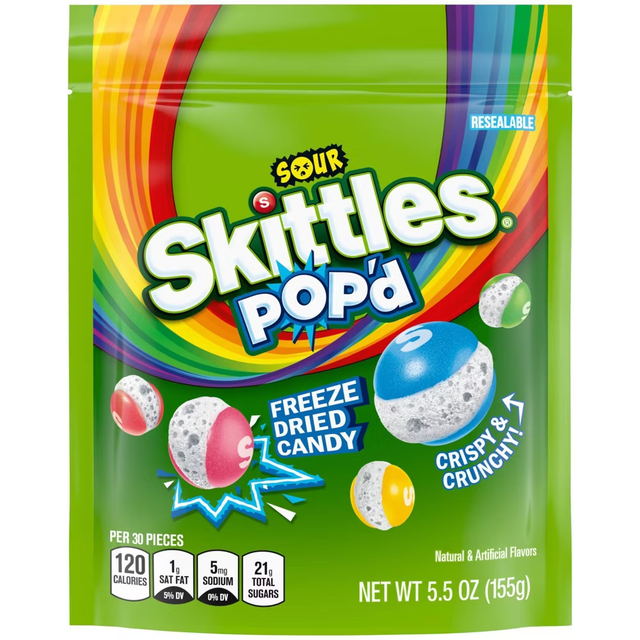 Skittles POP'd Sour Freeze-Dried Candy - 155 g