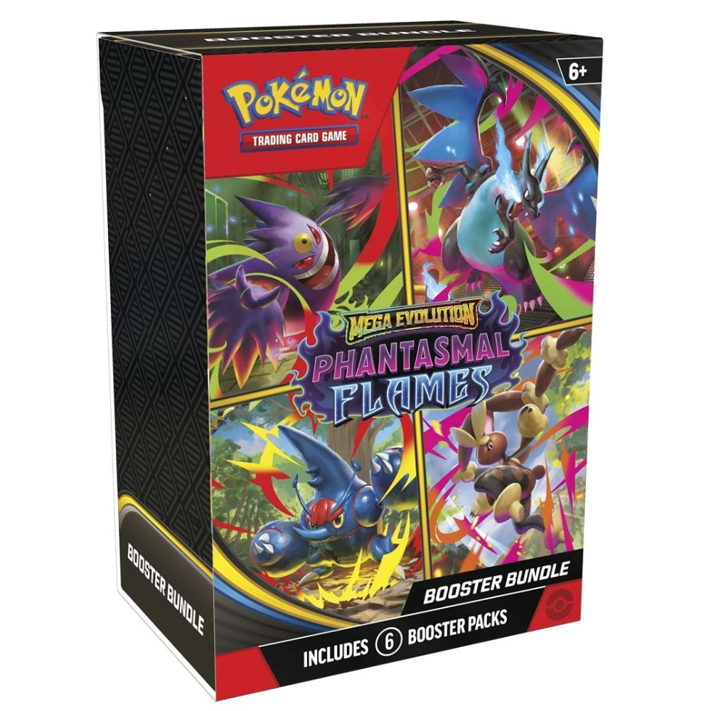 Pokémon trading card game booster bundle packaging with colorful artwork and text.