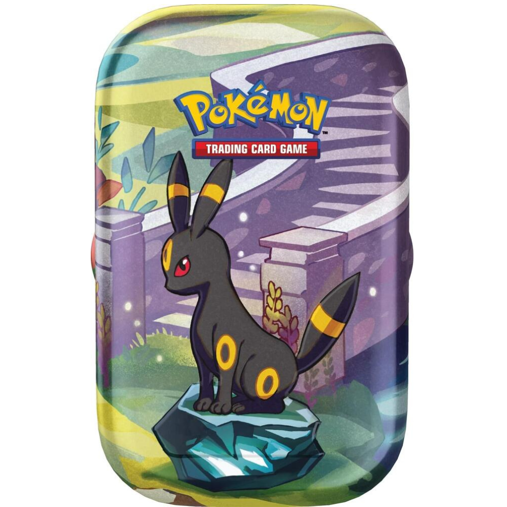Pokémon trading card game case with Umbreon design on a white background. tin