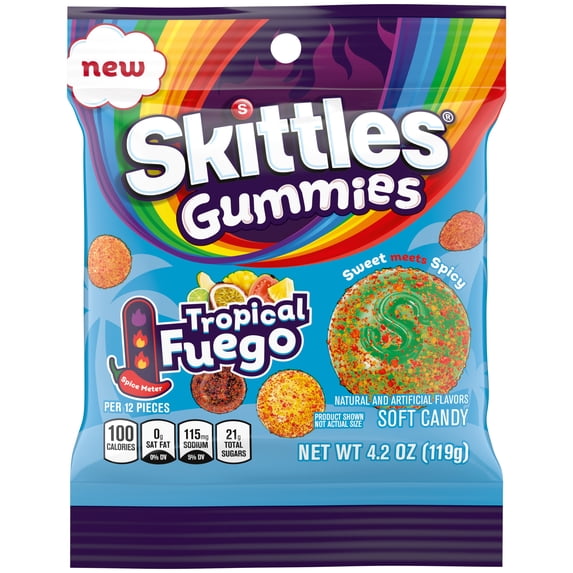 Skittles Gummies Tropical Fuego - 164 g — packaging may vary